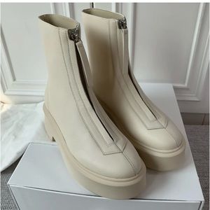 The Row Women Zip Solid Color Leather Chelsea Boots
